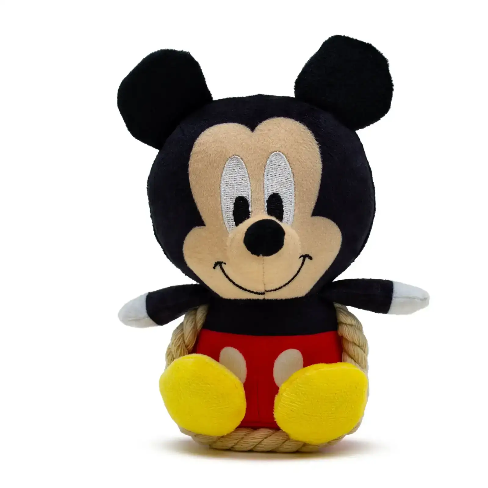 Image of Dog Toy Squeaker Plush with Rope - Disney Mickey Mouse Chibi Sitting Pose