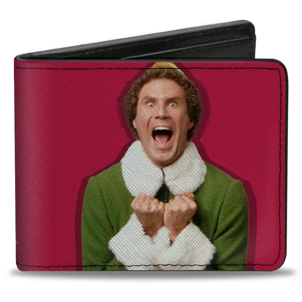 Image of Bi-Fold Wallet - Elf Buddy the Elf Screaming Pose + MUGGINS Quote Red White