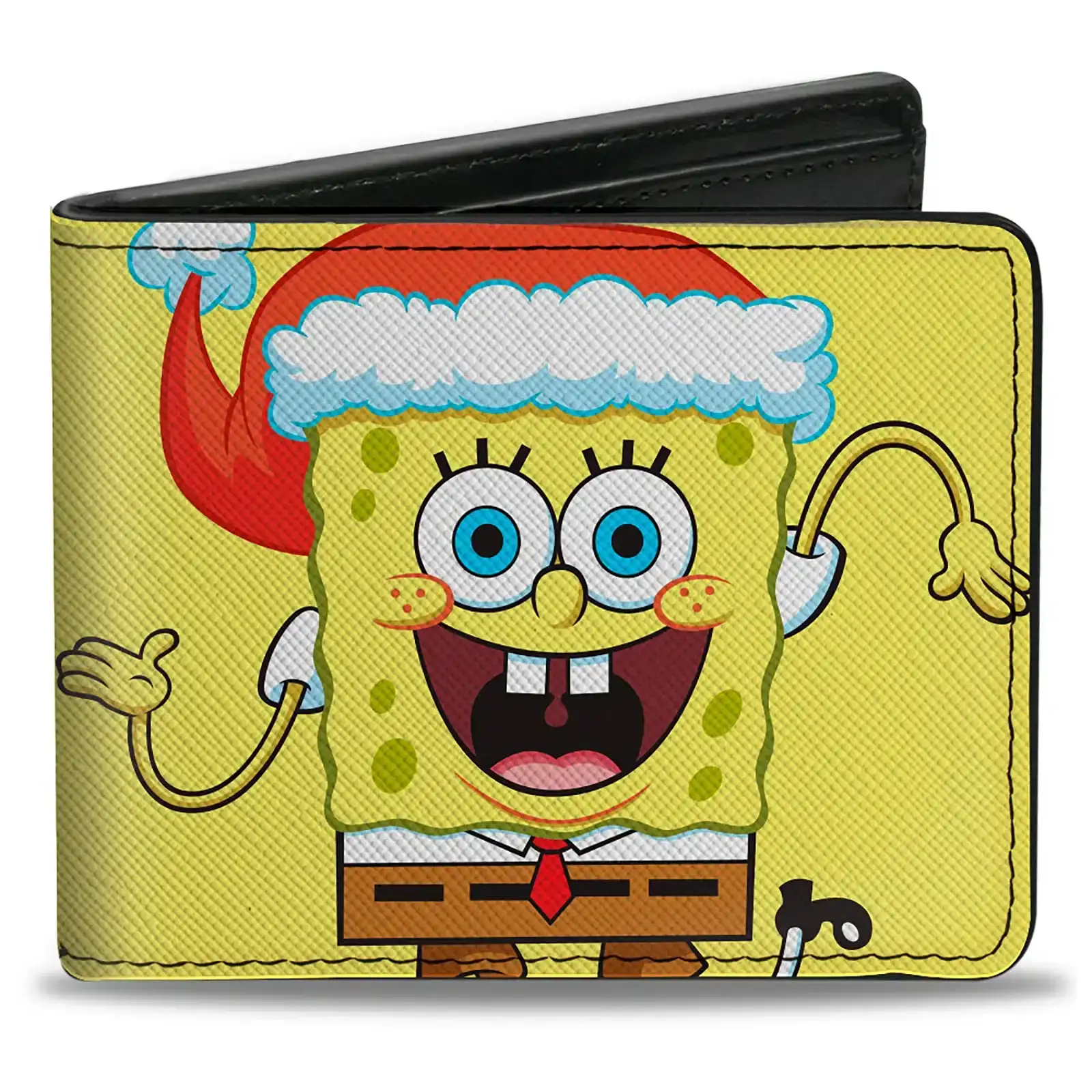 Image of Bi-Fold Wallet - SpongeBob SquarePants Wavy Arms Santa Holiday Christmas Pose Yellow