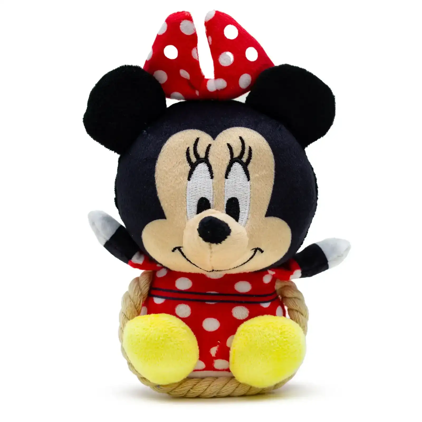 Image of Dog Toy Squeaker Plush with Rope - Disney Minnie Mouse Chibi Sitting Pose