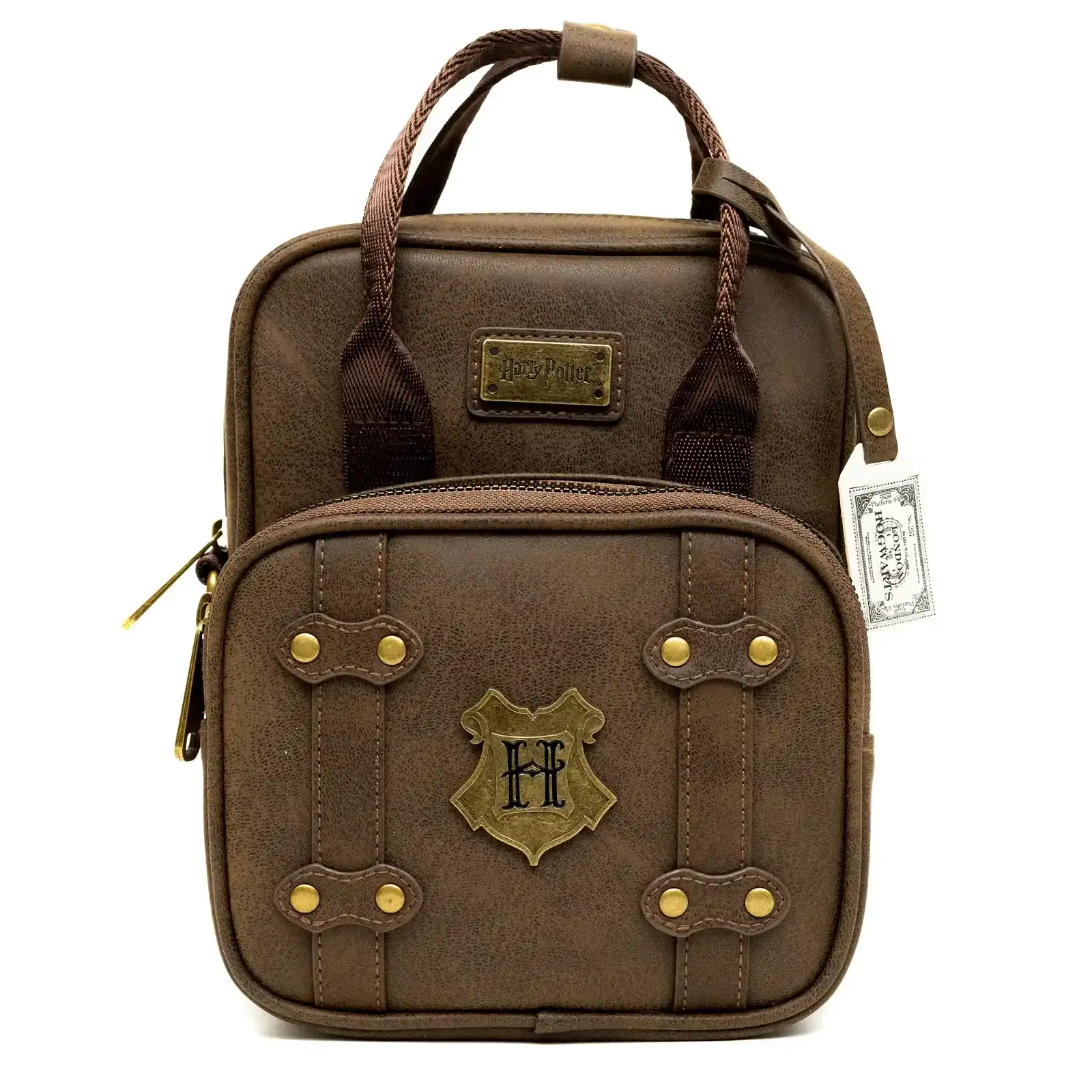 Image of The Wizarding World of Harry Potter Bag, Cross Body, Harry Potter Hogwarts School of Witchcraft and Wizardry Brown, Vegan Leather