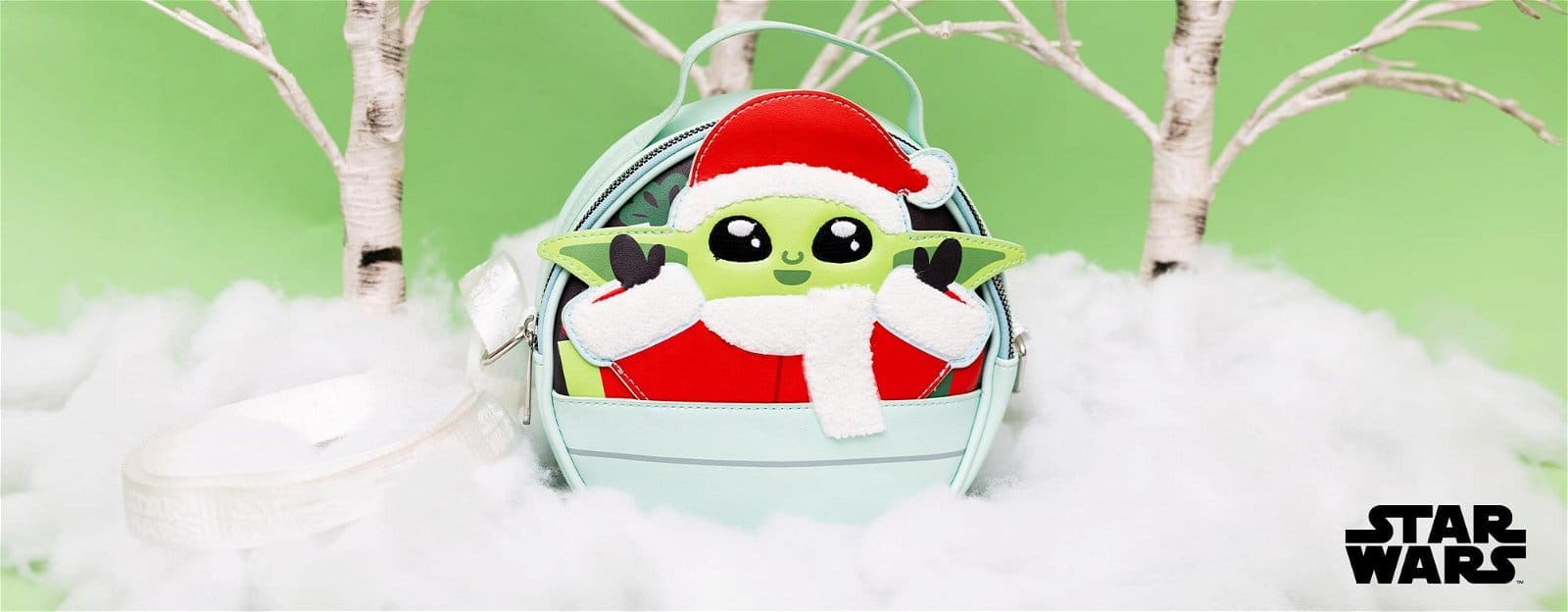 Baby Yoda Banner As Santa Grogu Crossbody Bag