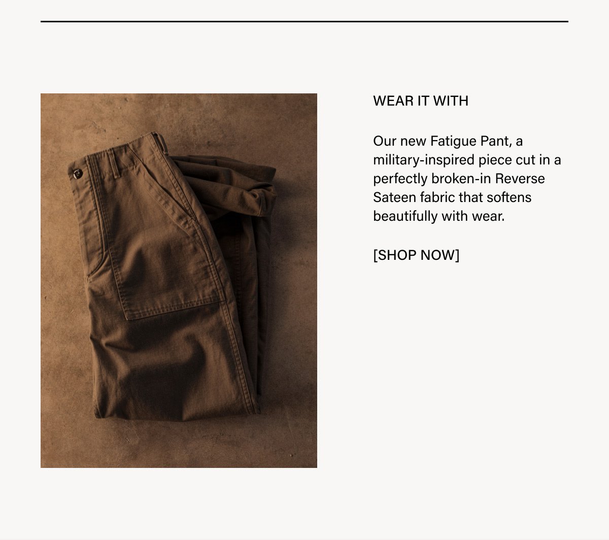 Reverse Sateen Fatigue Pant