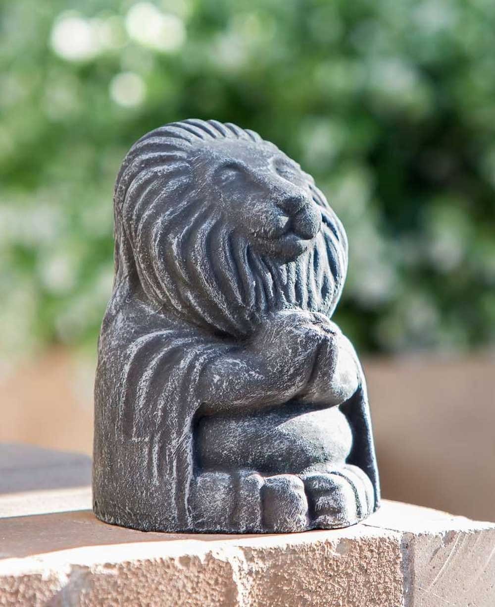 Image of Meditating Namaste Lion Garden Statue