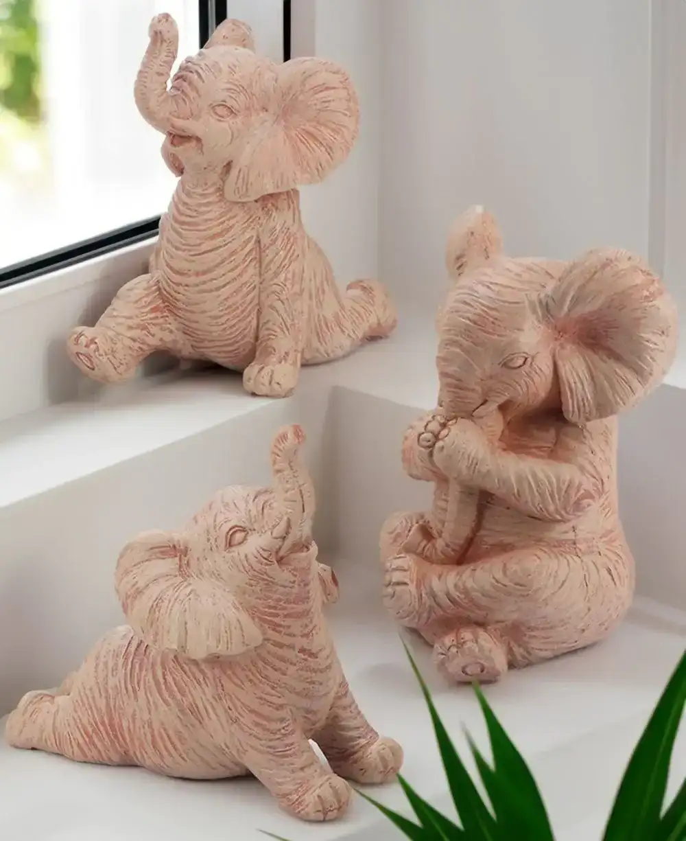 Image of Yoga Elephants Trio Statues Set