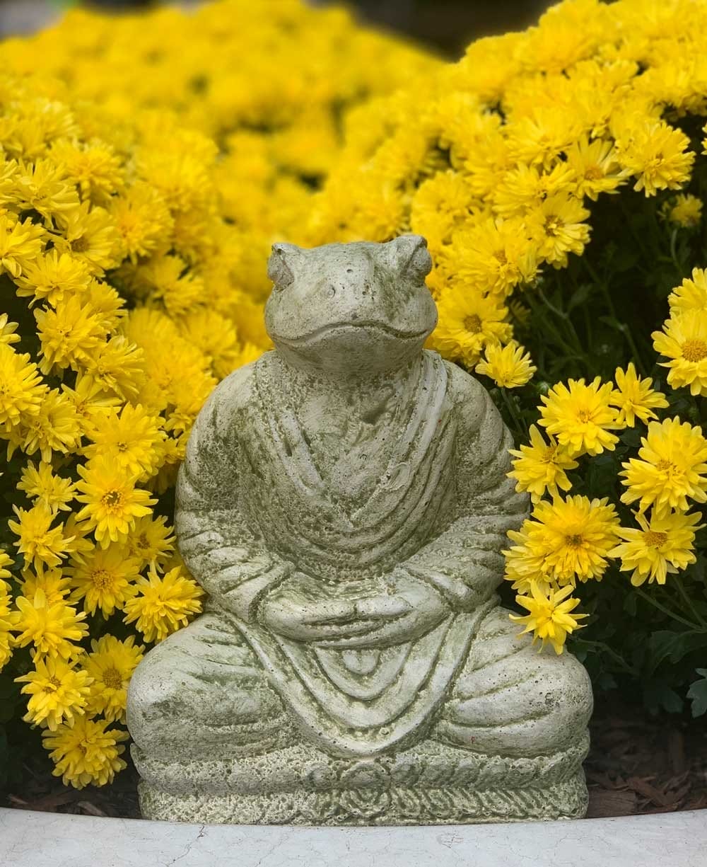 Image of Cast Stone Meditating Zen Frog Statue USA Made