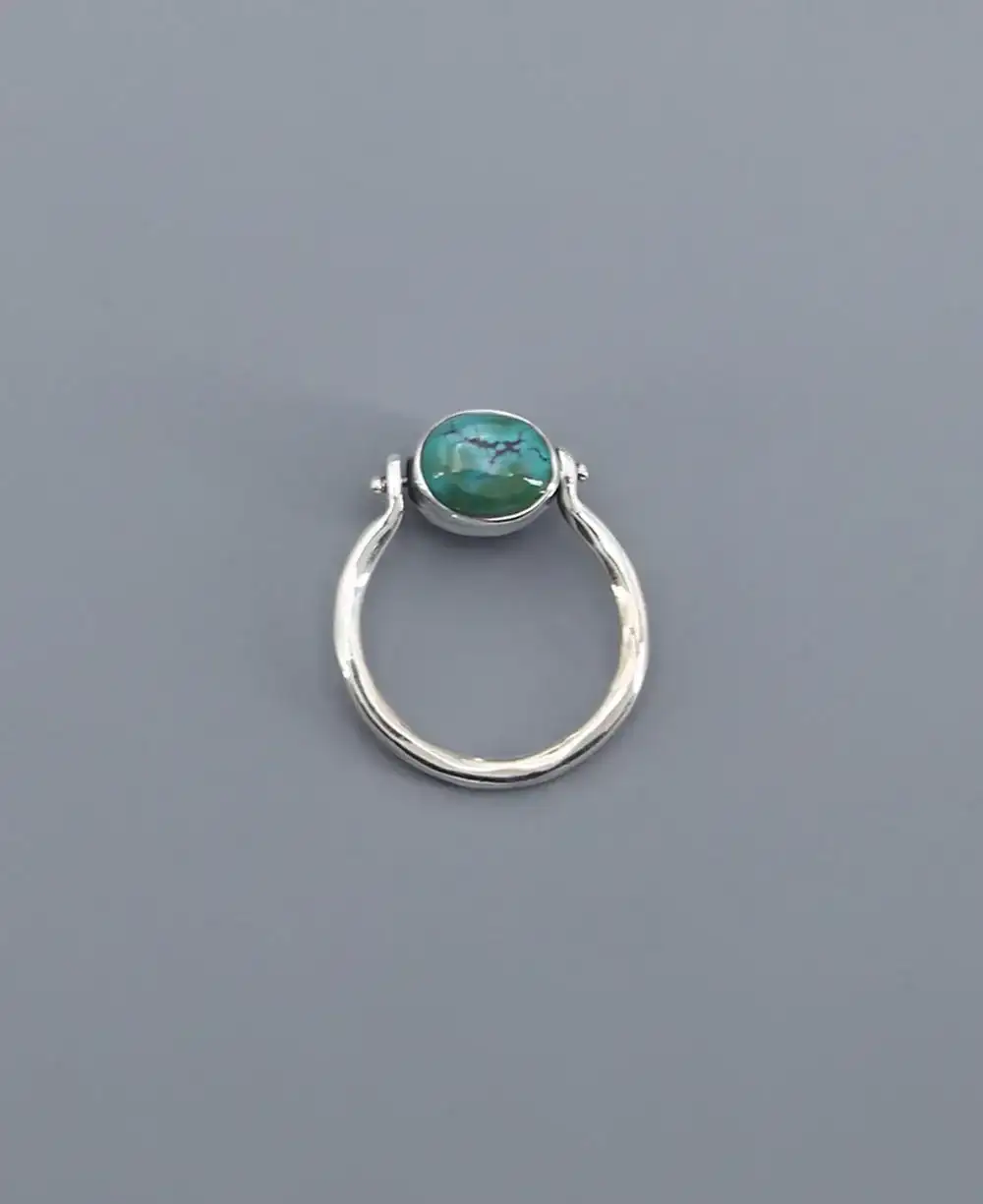 Image of Mindful Sterling Silver Rotating Ring With Lapis and Turquoise