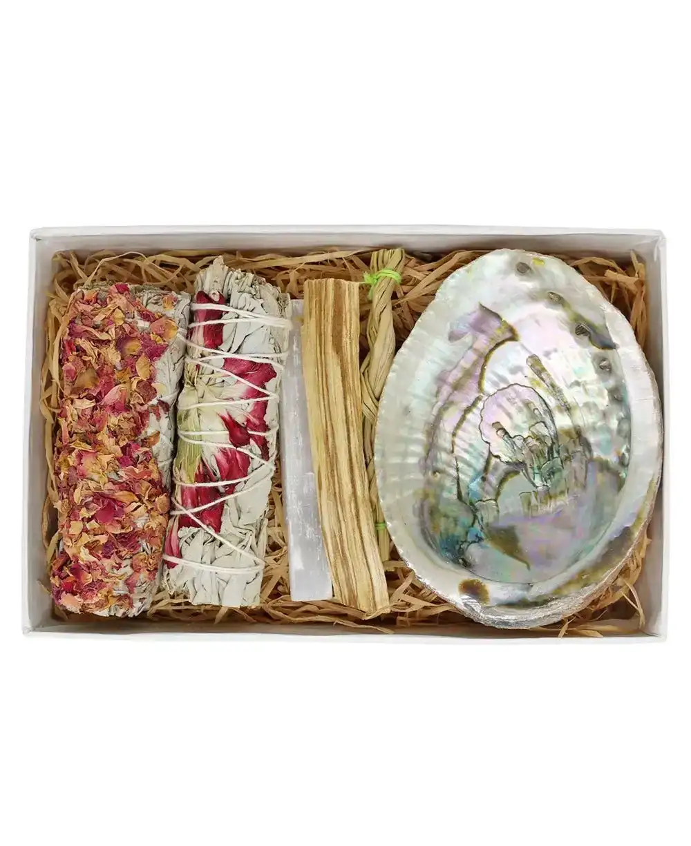 Image of Floral Sage Smudge Kit in White Gift Box