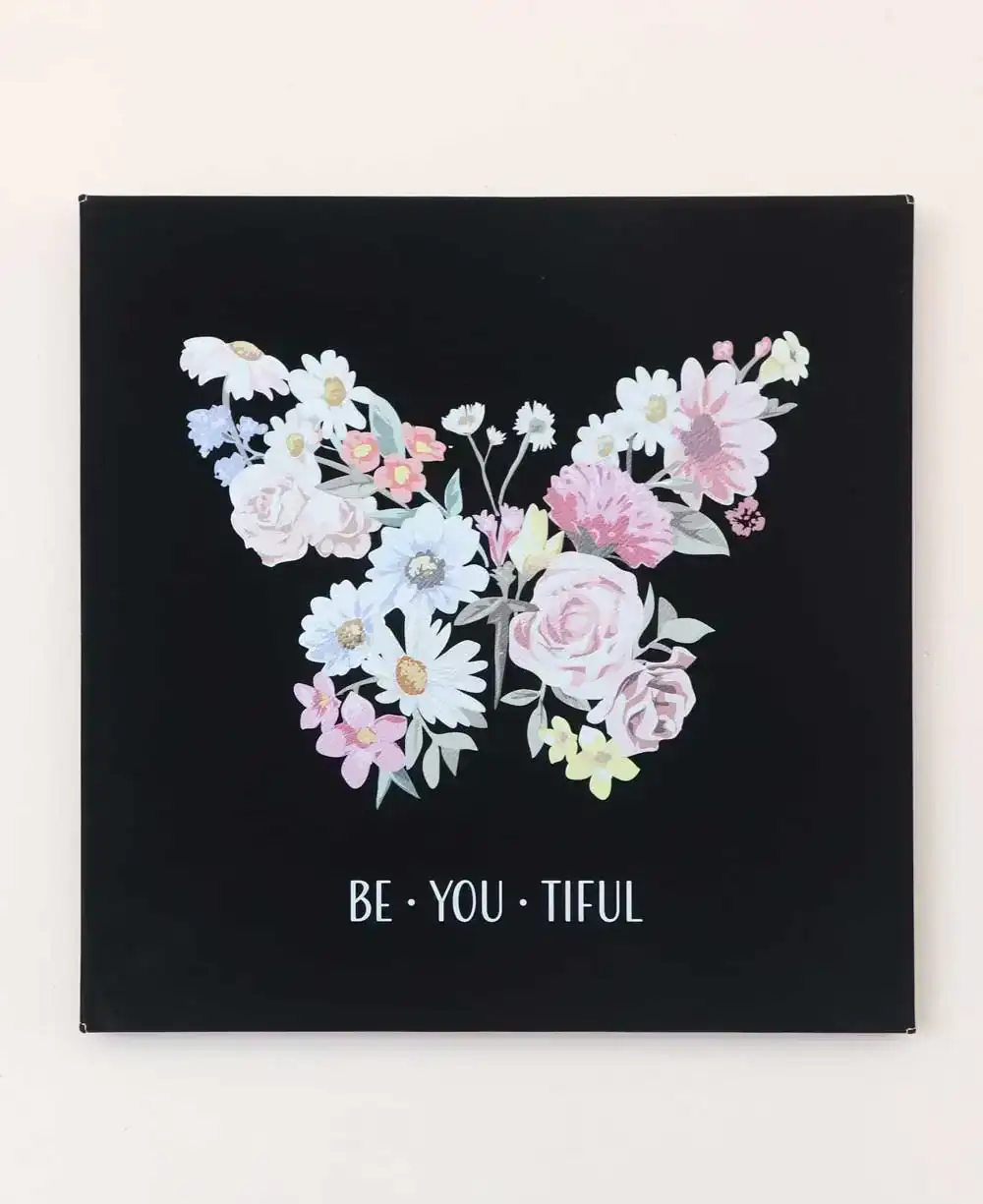 Image of BeYouTiful Inspirational Art Floral Butterfly Wall Hanging