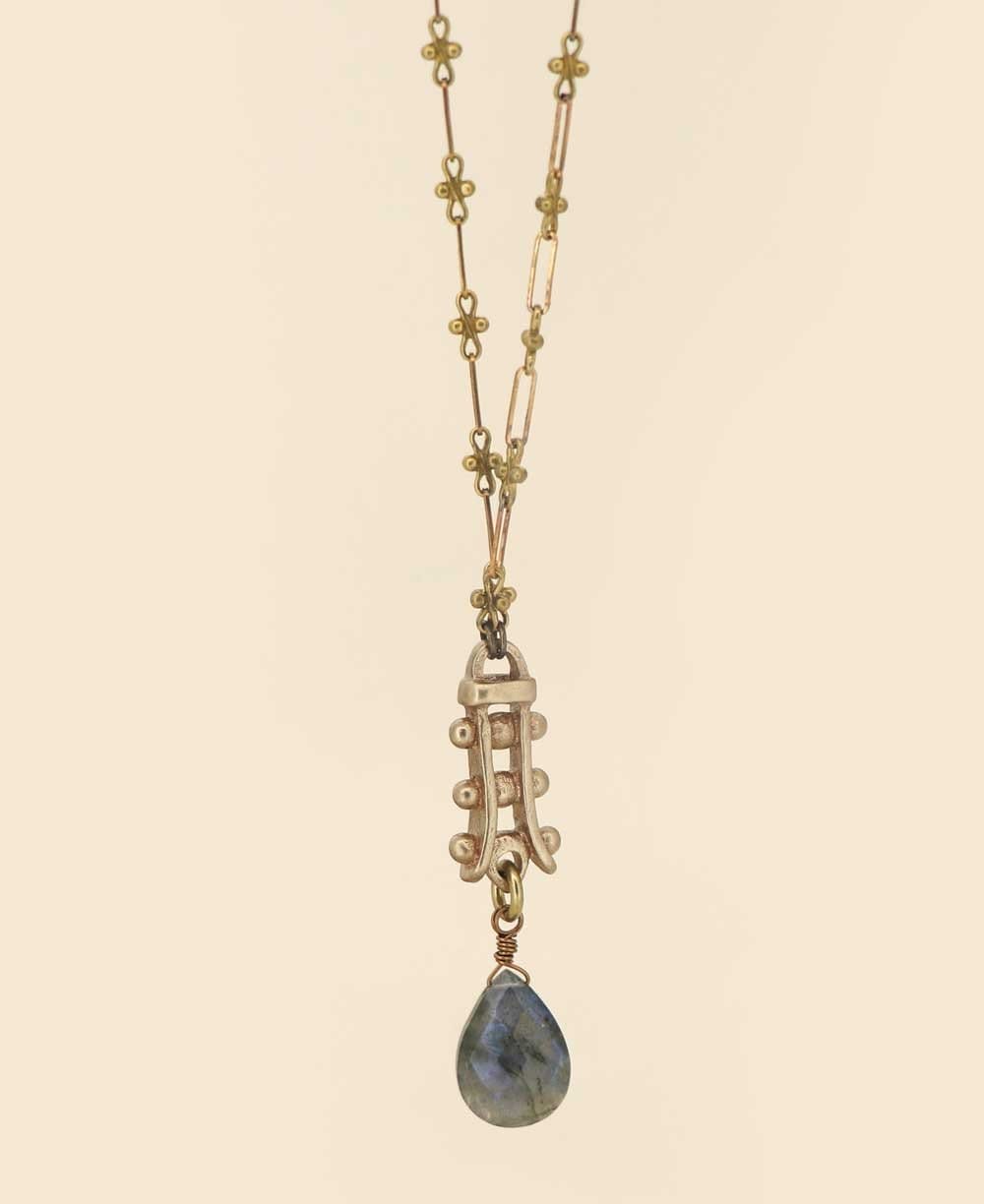 Image of Zen Pagoda Labradorite Drop Necklace