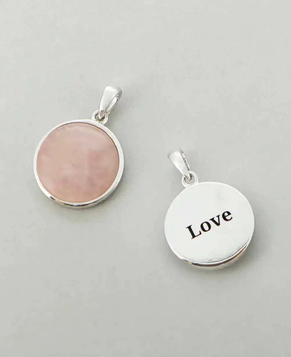 Image of Love Rose Quartz Sterling Silver Pendant