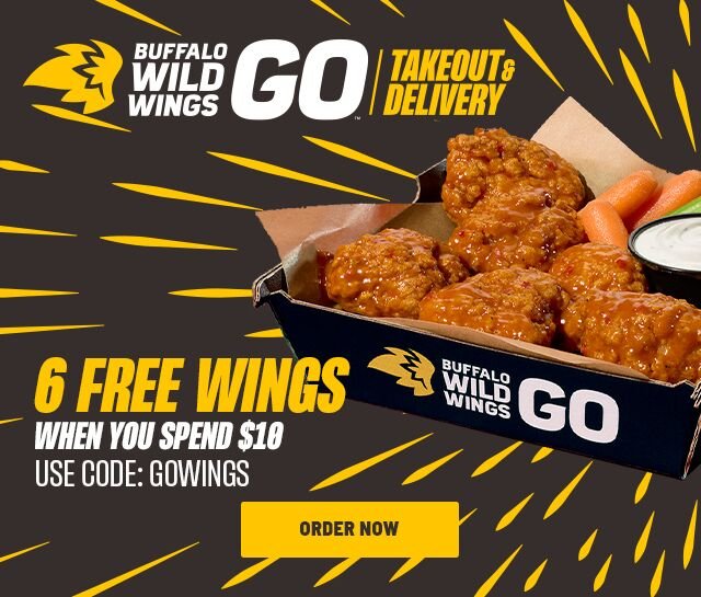 6 FREE WINGS WHEN YOU SPEND \\$10 | USE CODE: GOWINGS | ORDER NOW
