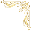 a gold corner with swirls and a diamond on a white background