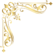 a gold corner with swirls and a diamond on a white background.