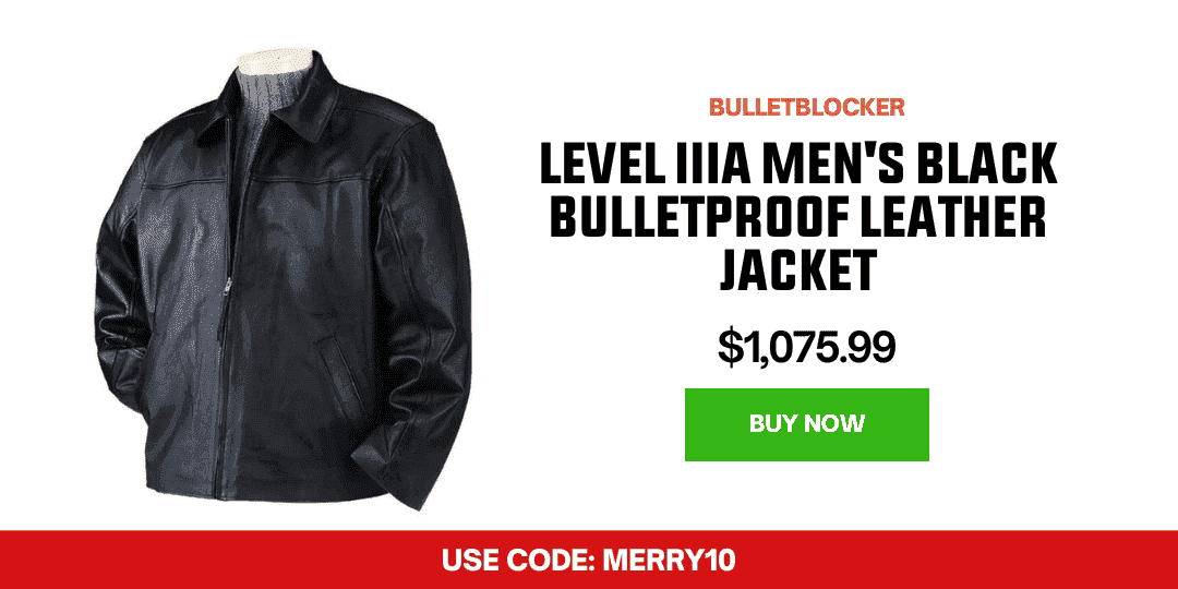 BULLETBLOCKER LEVEL IIIA MEN'S BLACK BULLETPROOF LEATHER JACKET