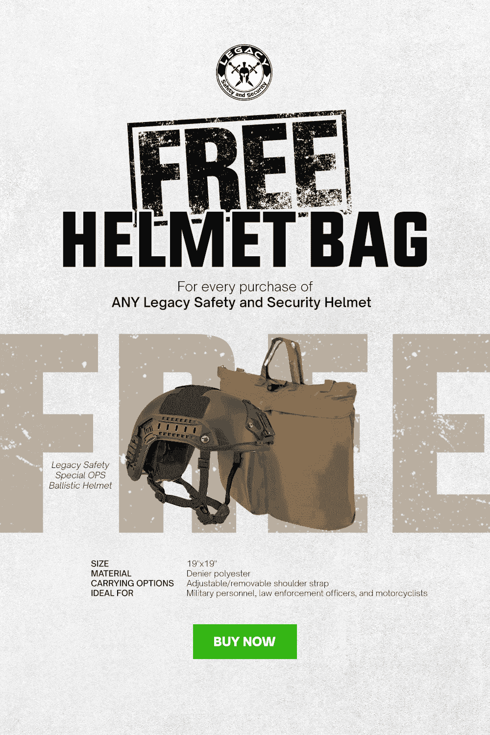 Legacy FREE Helmet Bag promo