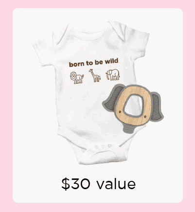 Born to Be Wild Onesie + Elephant Teether Bundle