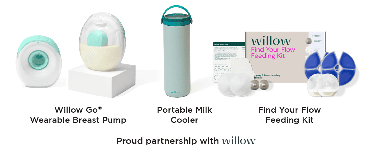 Willow Go Wearable Breast Pump, Portable Milk Cooler, Find Your Flow Feeding Kit