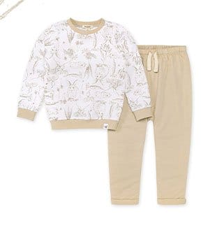 Bunny Toile French Terry Top & Harem Pant Set
