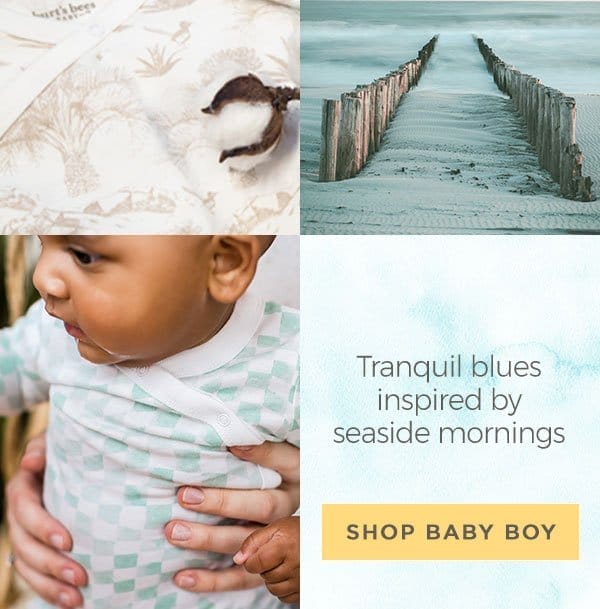 Tranquil blues inspired by seaside mornings.