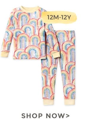Retro Rainbow Snug Fit Organic Pajamas - 2 Toddler