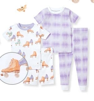 Roller Baby & Printed Tie Dye Organic Snug Fit Pajamas - 2-Piece 12M