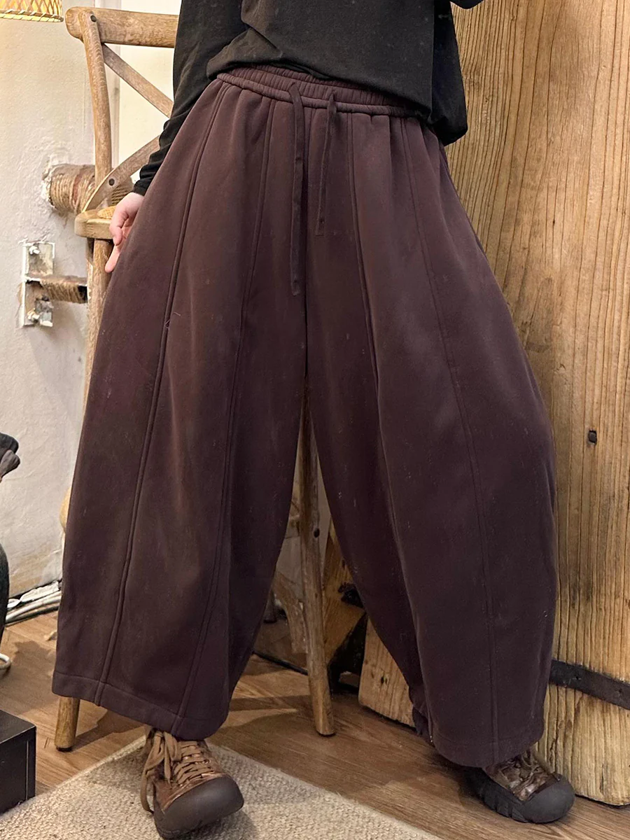 Casual Solid Spliced Cotton Loose Harem Pants