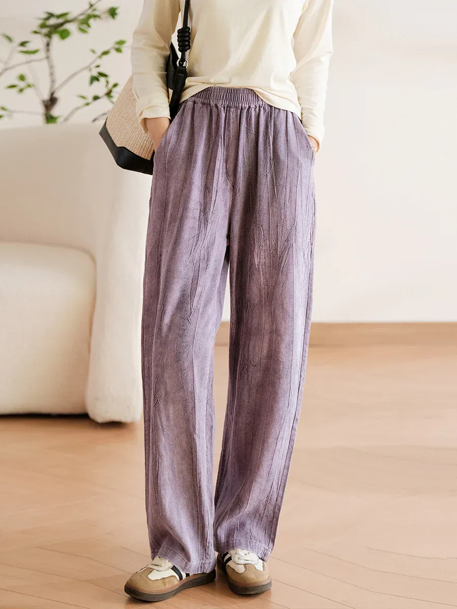 Vintage Spring Wide-leg Linen Cotton Pants