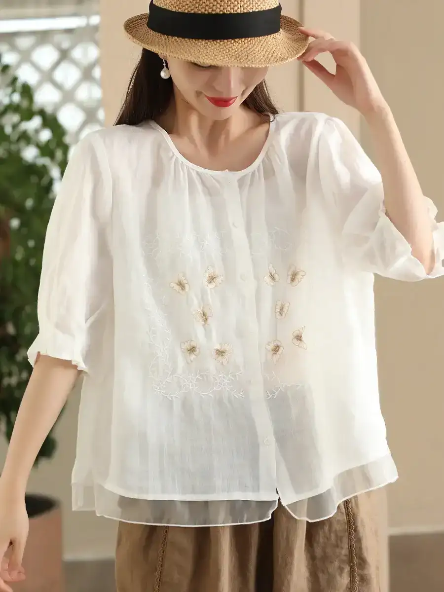 Flower Embroidery Shirt