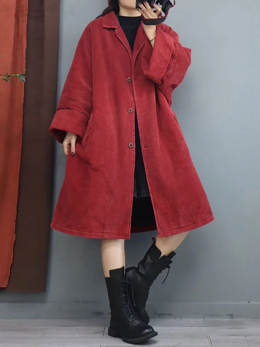 Batwing Sleeve Baggy Mid Length Padded Coat