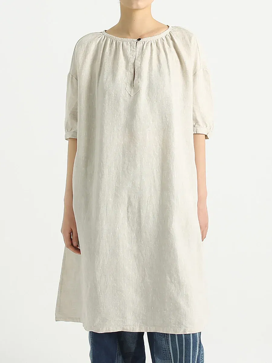 Women Linen Loose Casual Dress