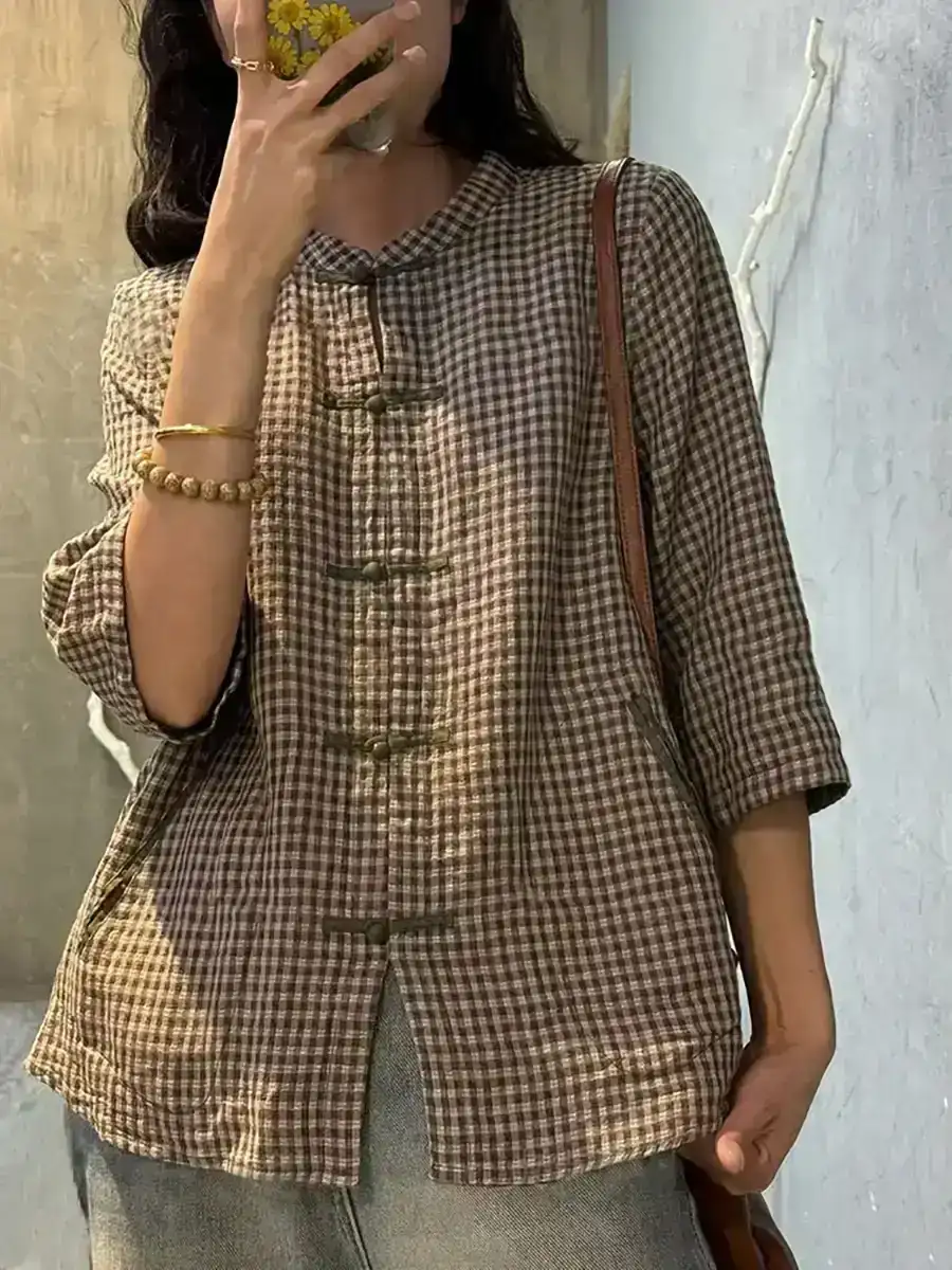 Retro Plaid Button-up Shirt