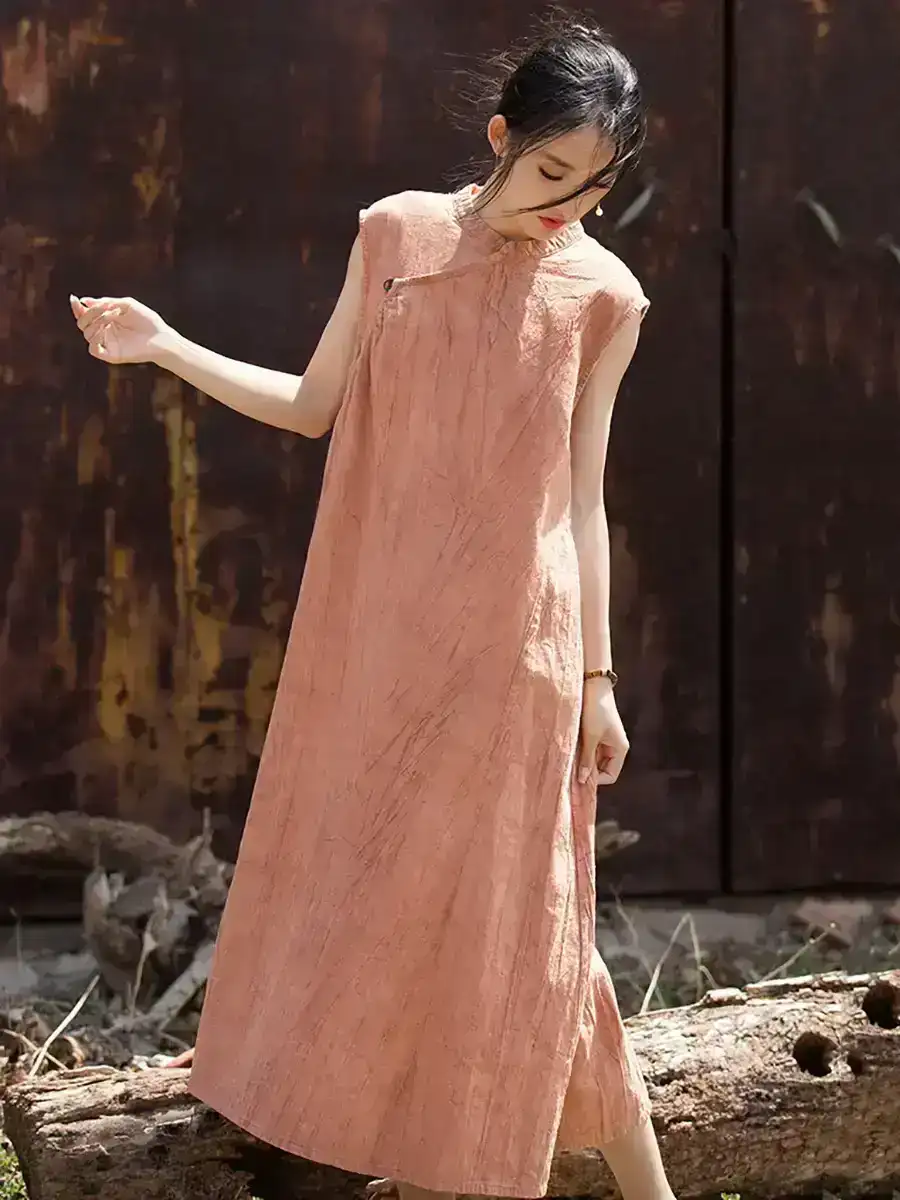 Tie-dye Stand Collar Dress