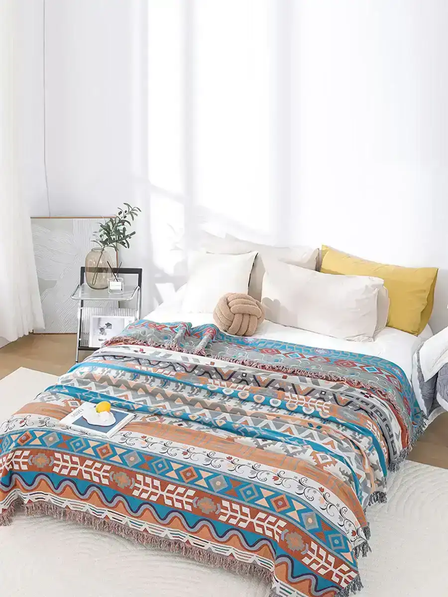 Summer Nap Ethnic Jacquard Tassel Blanket