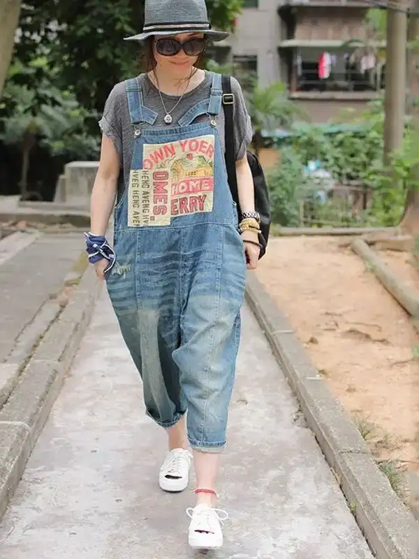 Women Casual Loose Jumpsuits Denim Overalls