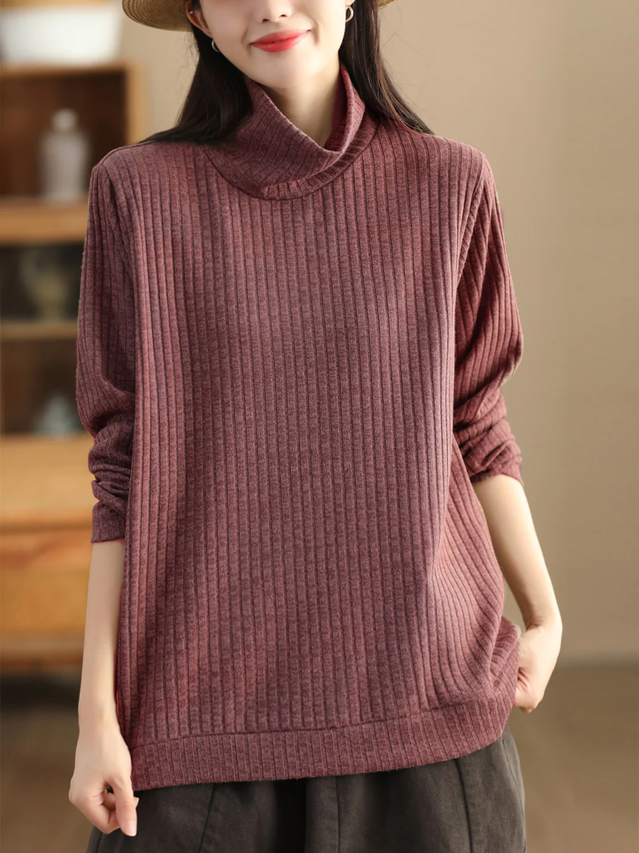 Plus Size Women Wool Solid Knitted Sweatshirt