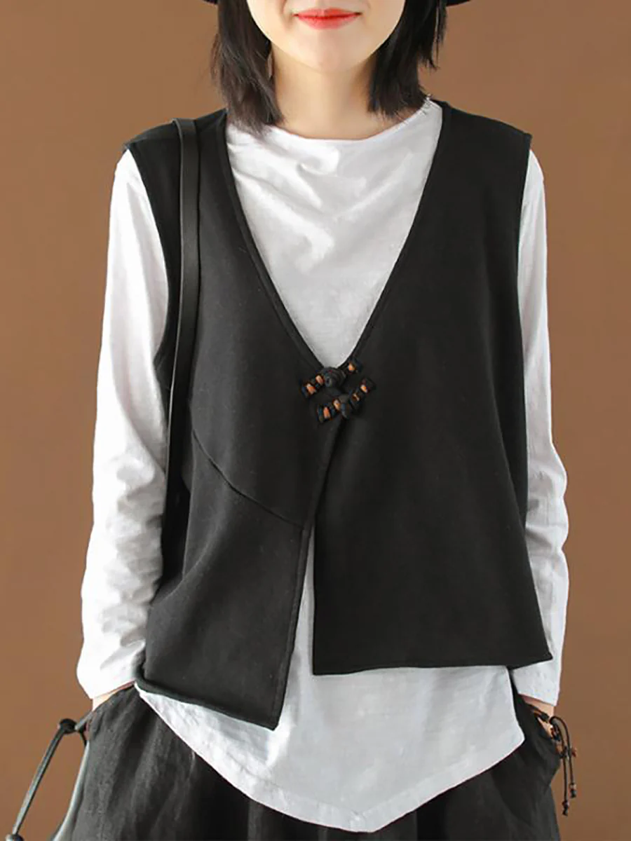 Cotton Long Sleeve T-Shirt and Loose Vest