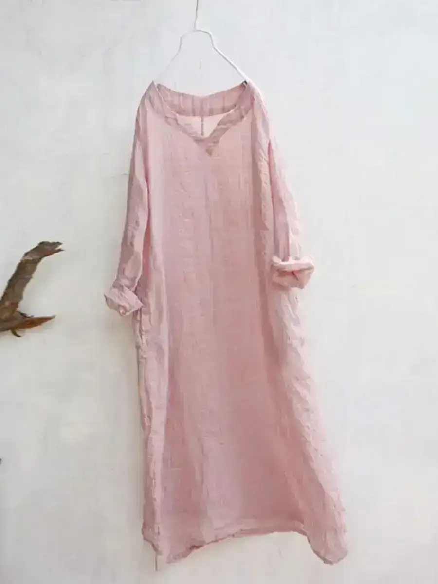 Plus Size Hand-Made Loose Linen Cotton Dress