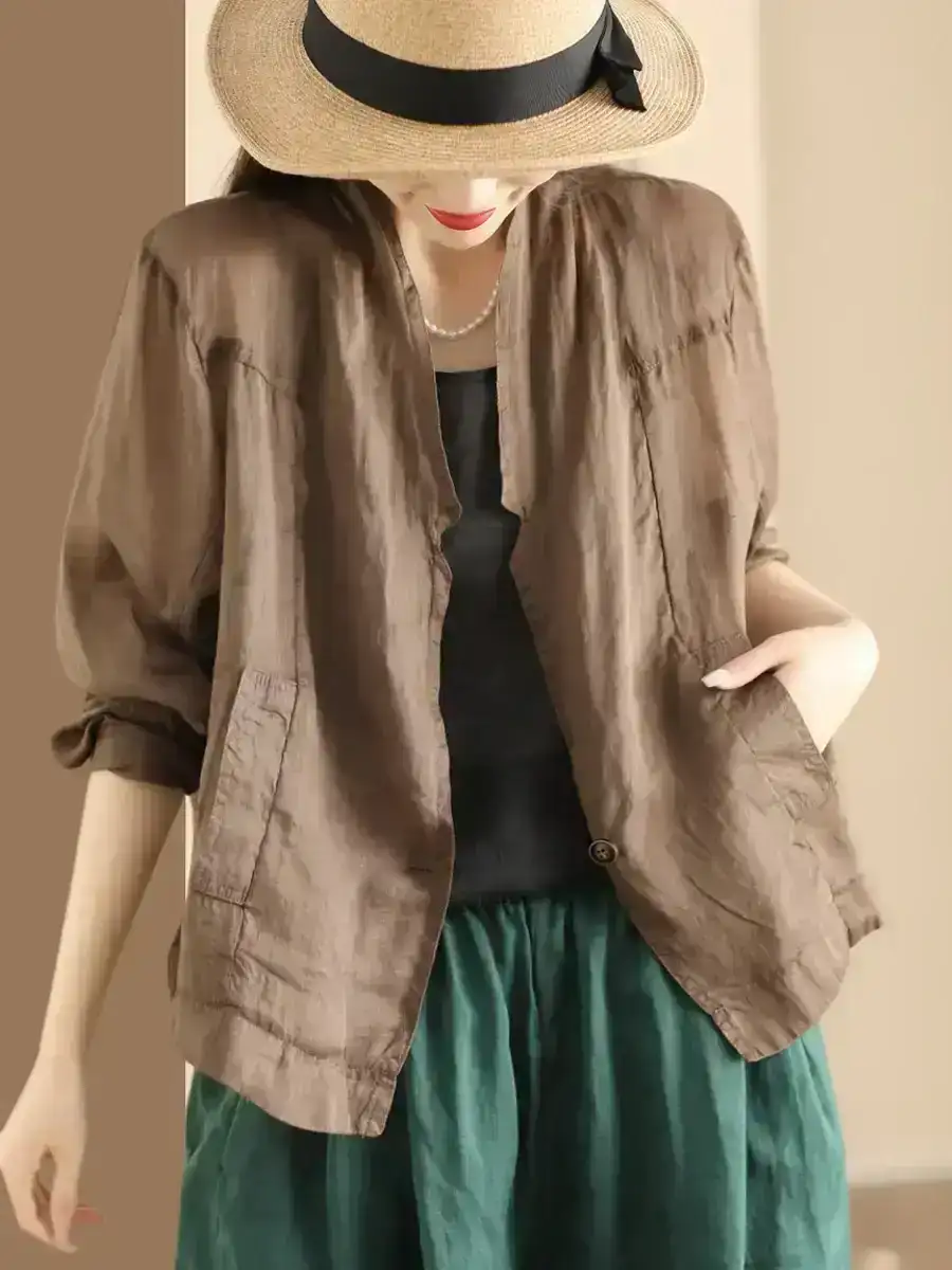 Summer Ramie Thin Cardigan Shirt Coat