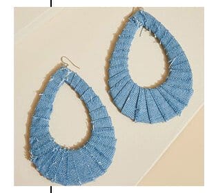 Distressed Denim Earrings