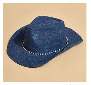 Whiskered Denim Cowboy Hat