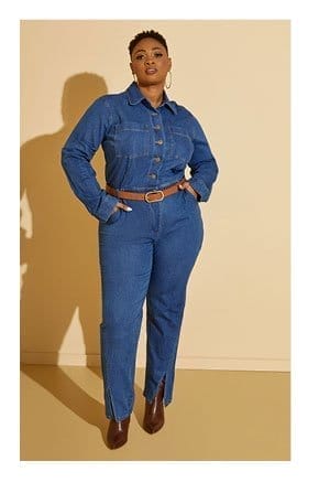 Ankle Split Denim Jumpsuit