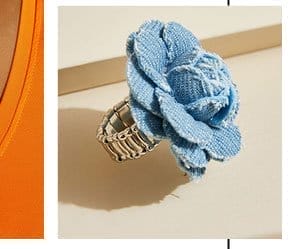 Denim Flower Stretch Ring