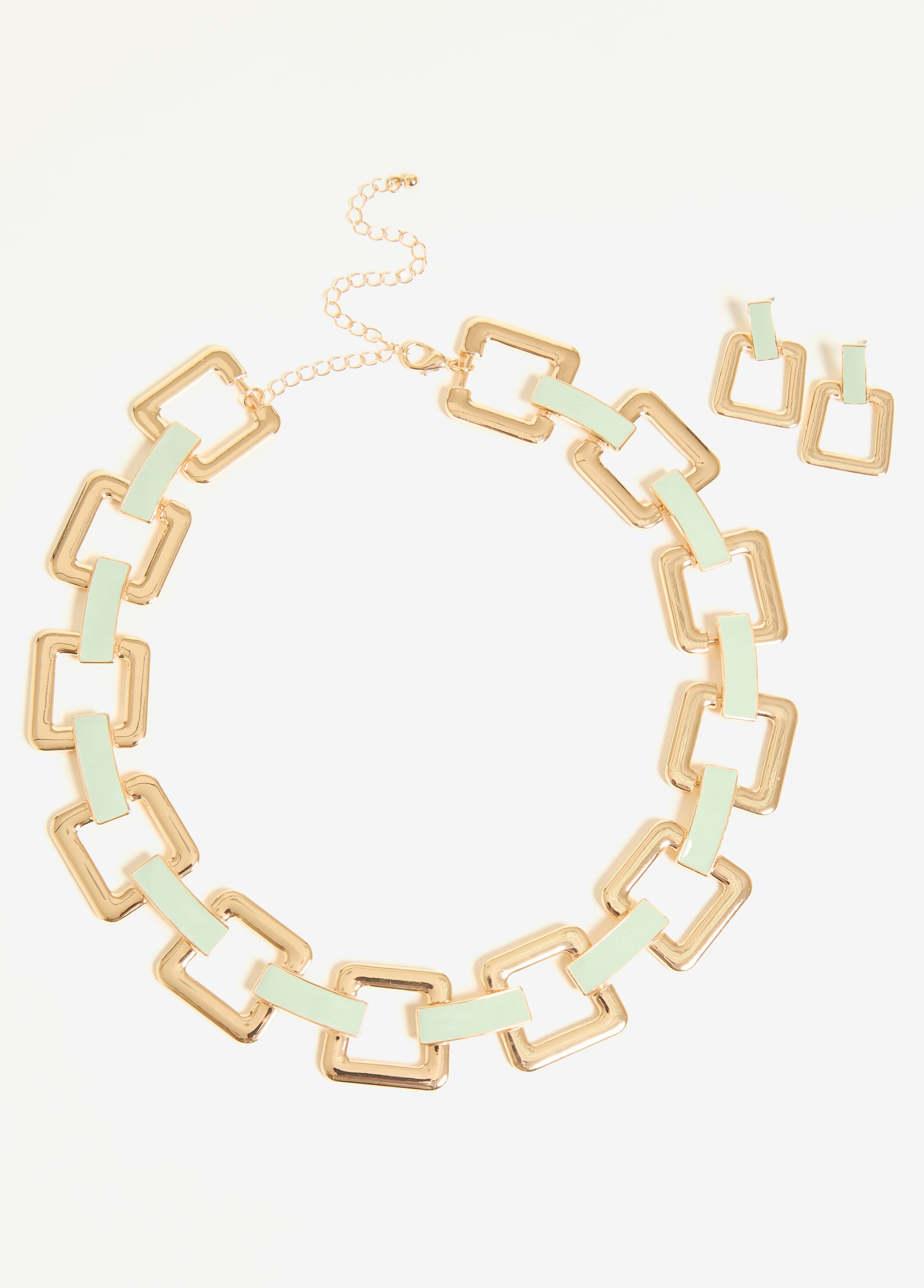 Chain Link Enamel Necklace Set