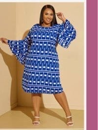 Geo Print Bell Sleeved Dress