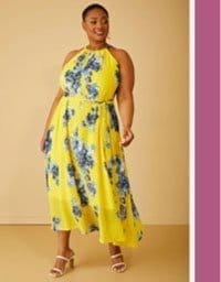 Belted Floral Print Maxi Dress