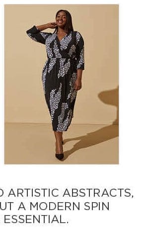 Faux Printed Wrap Midi Dress