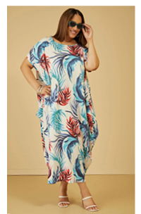 Leaf Print Draped Maxi Dress