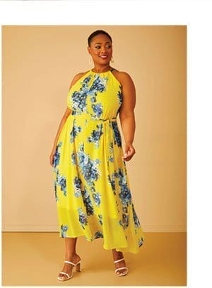 Belted Floral Print Maxi Dress