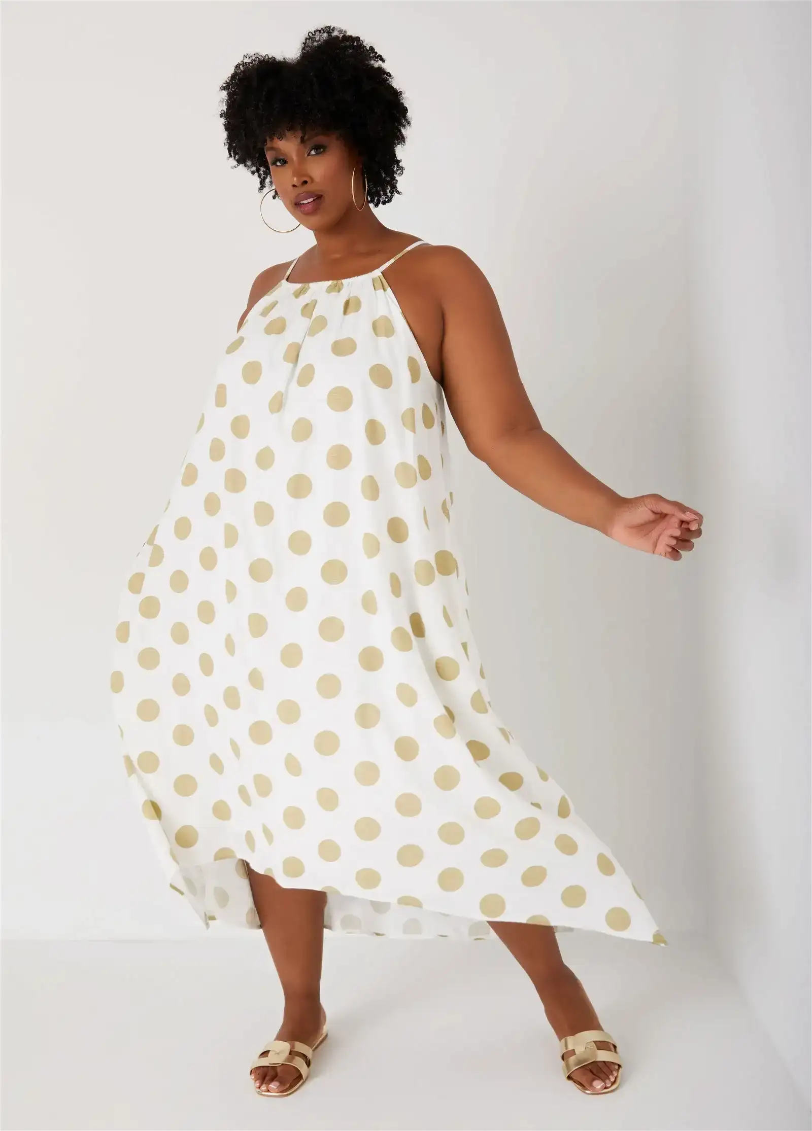 Polka Dot Hi Low Midi Dress